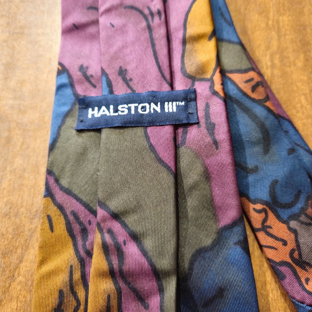 Halston III Silk Tie Italian Colorful - Picture 4 of 8